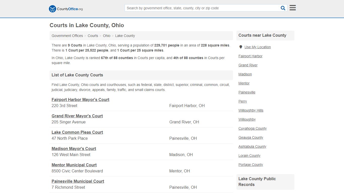 Courts - Lake County, OH (Court Records & Calendars)